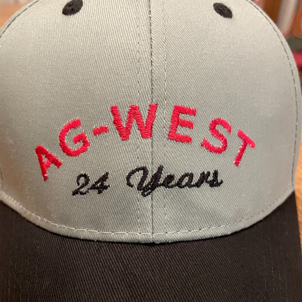 Men's Ag-West 24 Years Black/Gray Hook and Loop Baseball Hat Cap - Picture 3 of 10